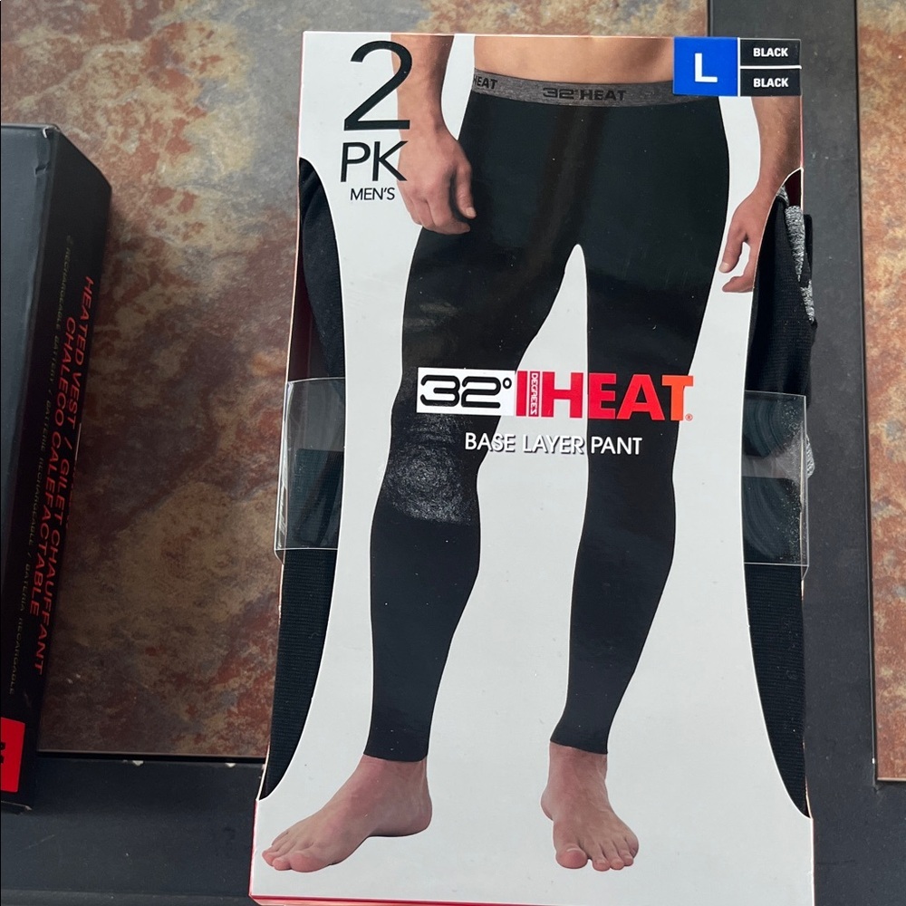 32 Degrees Men's Black Base Layer Pants 2-Pack Large NWT